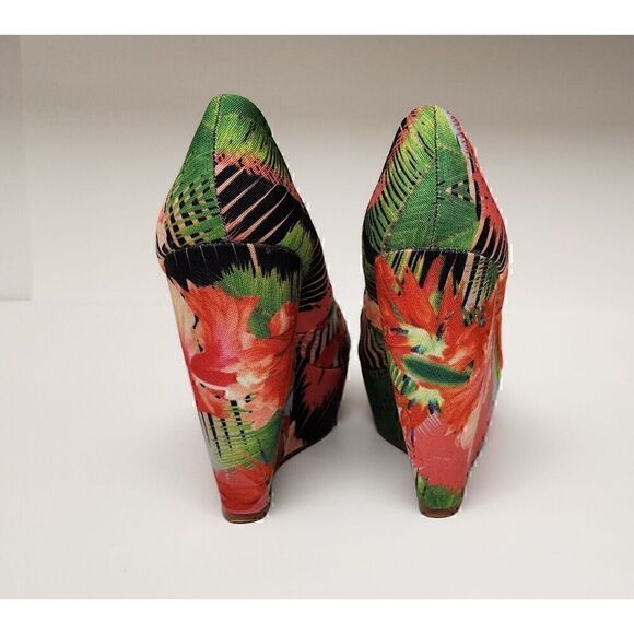 ALDO Womens Tropical Print Hazinski Peep Toe Wedges Size 7.5 - Picture 8 of 10